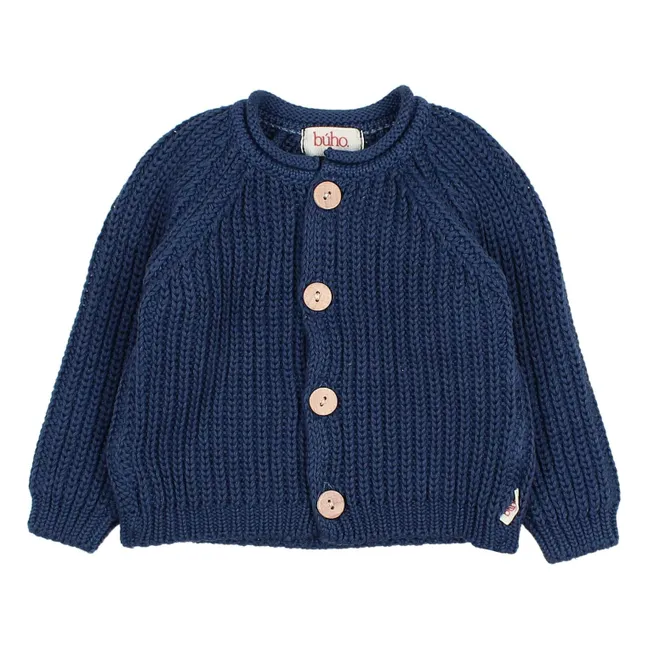 Cardigan Côtes Perlées Coton Bio | Bleu marine