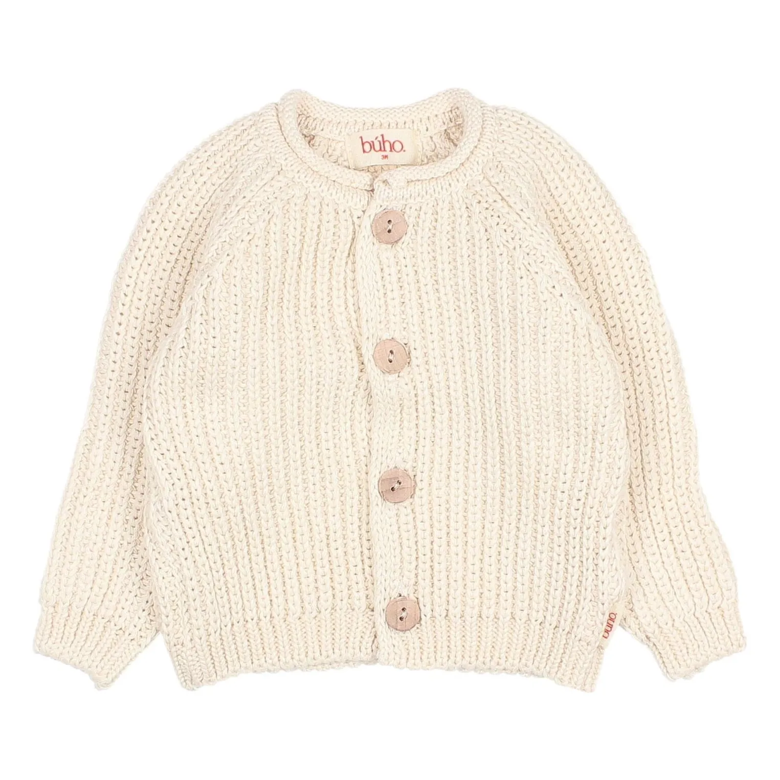 Búho Ecru Côtes Perlées Organic Cotton Cardigan