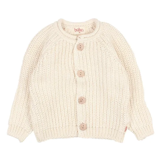 Cardigan Côtes Perlées Coton Bio | Ecru