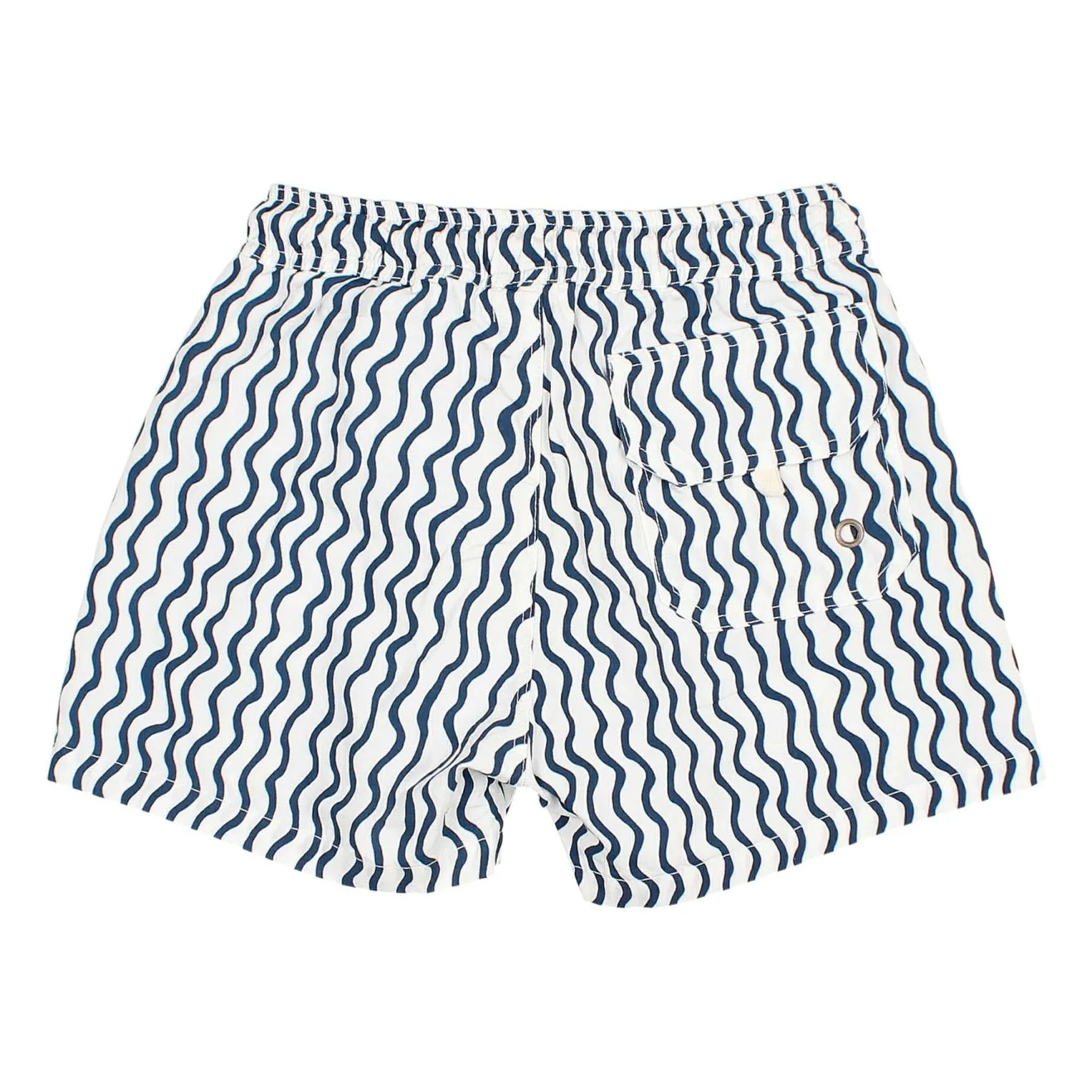 Short de Bain Vagues Popeline Coton Bio | Blanc- Image produit n°3