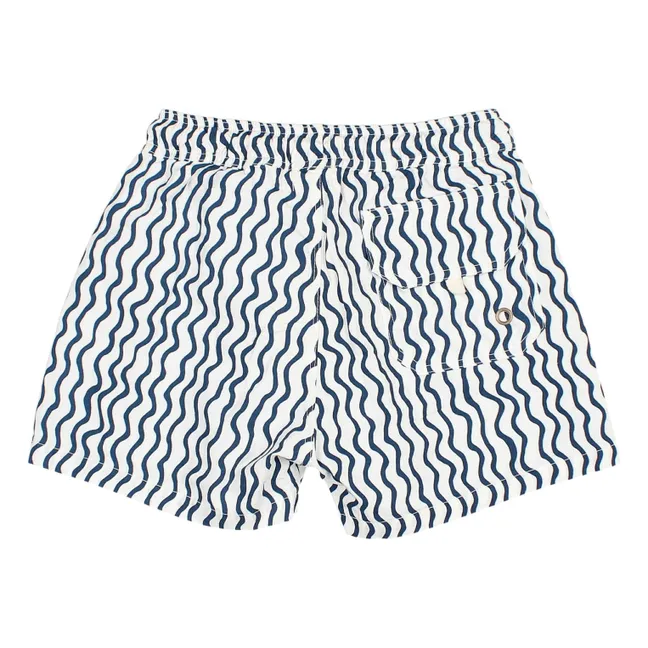 Short de Bain Vagues Popeline Coton Bio | White