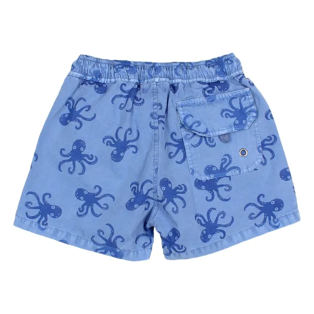 Pantalones cortos Octopus Popelín Algodón Ecológico | Azul