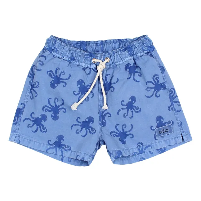Pantalones cortos Octopus Popelín Algodón Ecológico | Azul