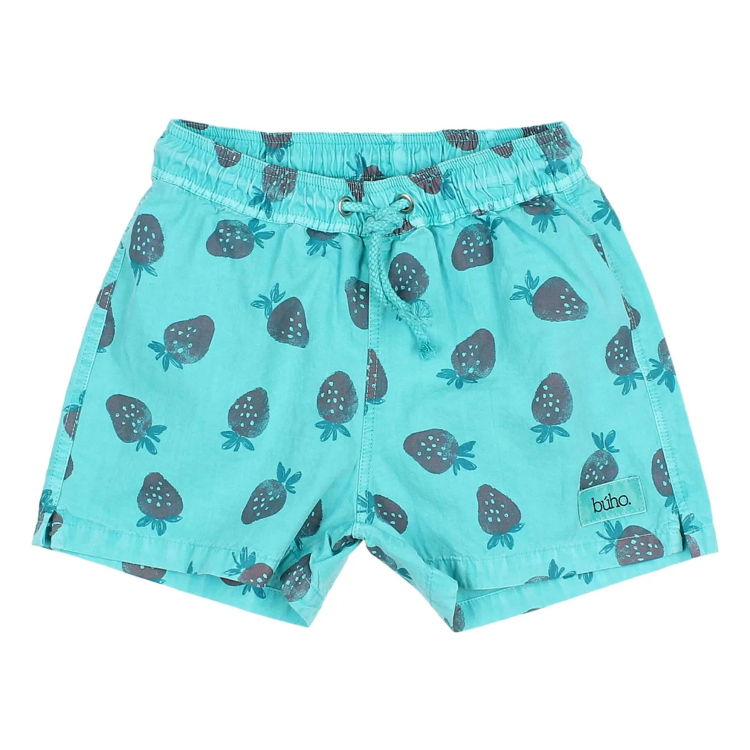 Búho Turquoise Strawberry Poplin Organic Cotton Swim Shorts