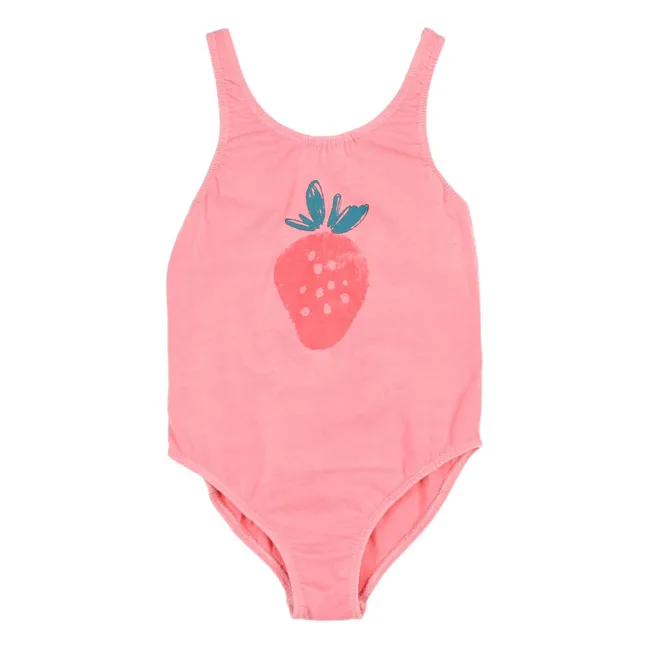 Strawberry Organic Cotton Swimsuit | Soft pink