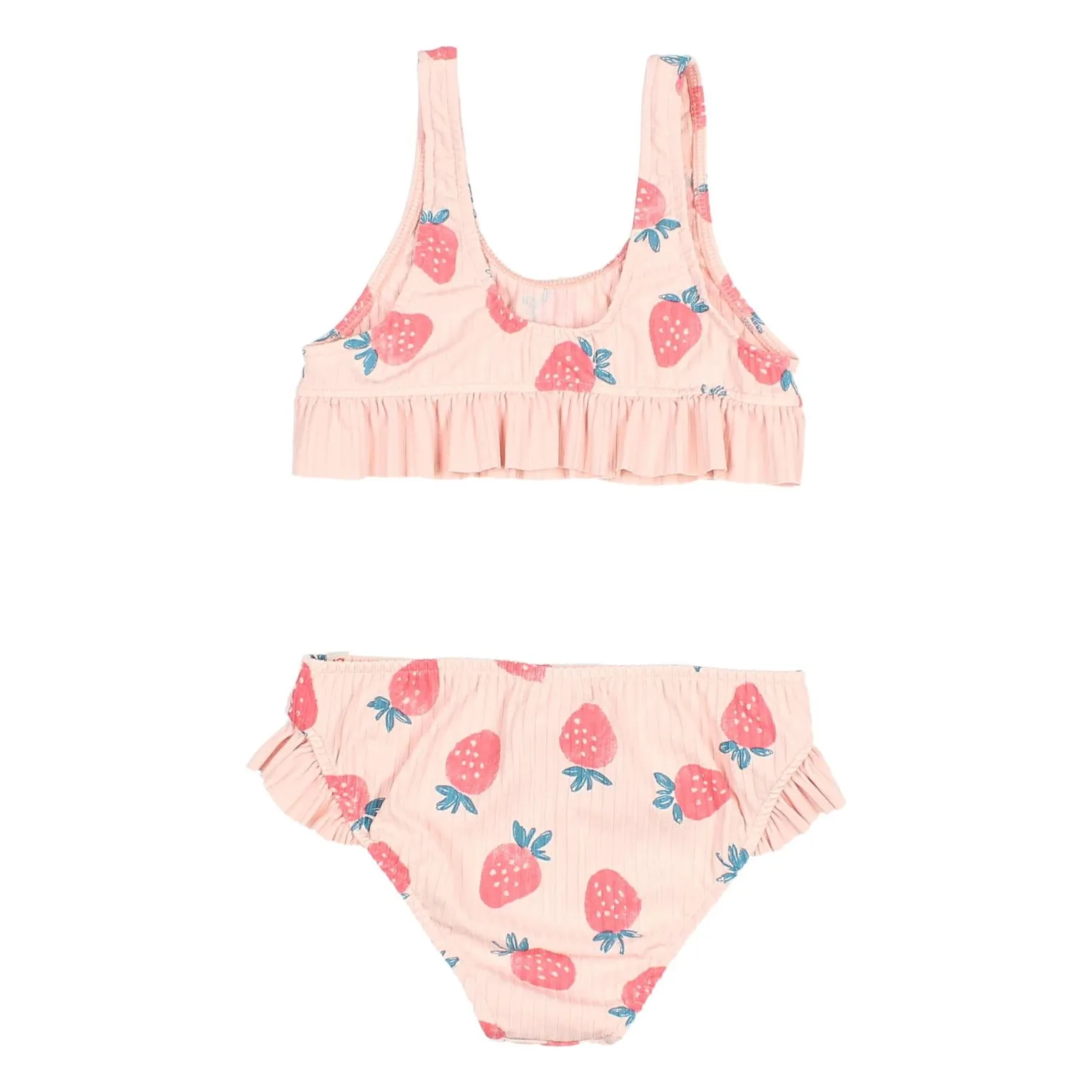 Maillot de Bain Côtelé Volants Fraises | Rose pâle- Image produit n°3