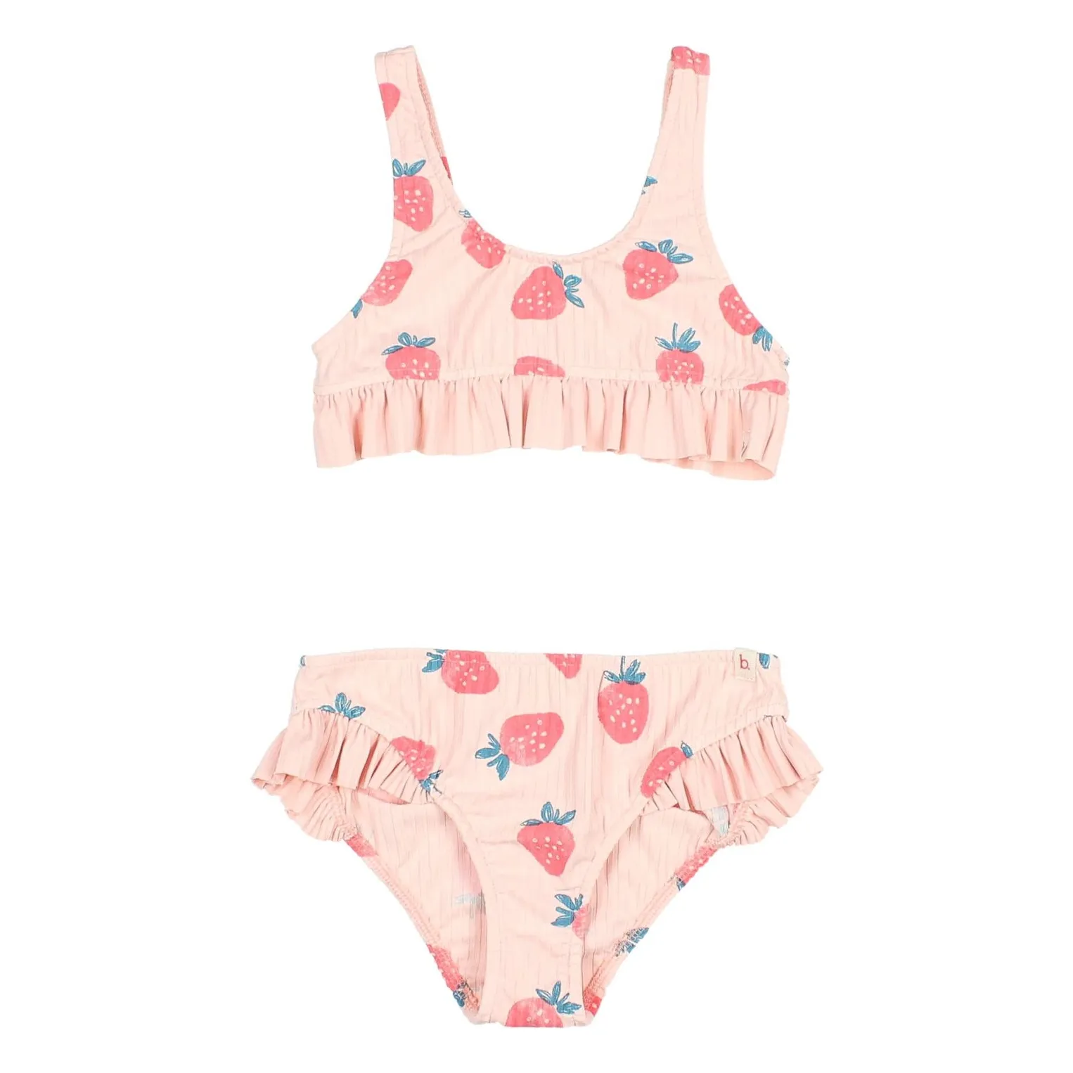 Búho Pale Pink Strawberry Ribbed Ruffle Swimsuit