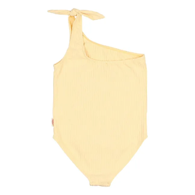 Maillot de Bain Côtelé Asymétrique | Jaune