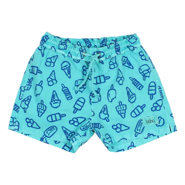 Shorts de baño de algodón ecológico Glaces | Azul Turquesa