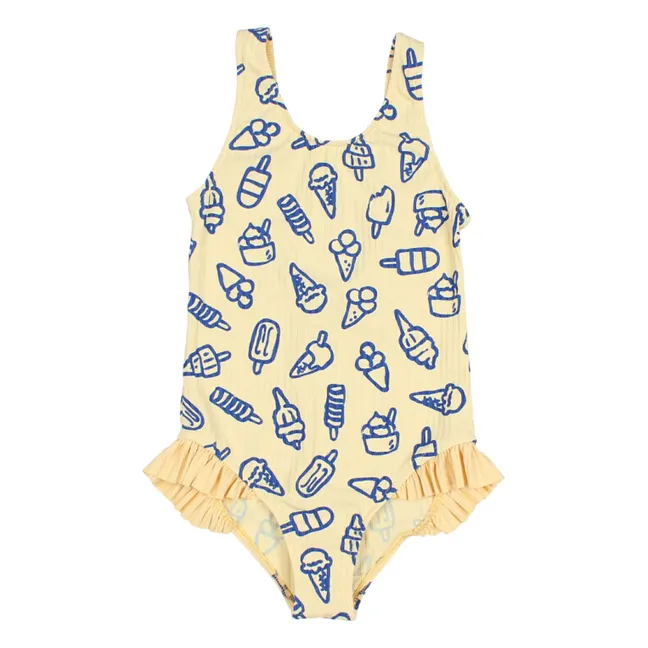 Maillot de Bain Côtelé Glaces | Jaune