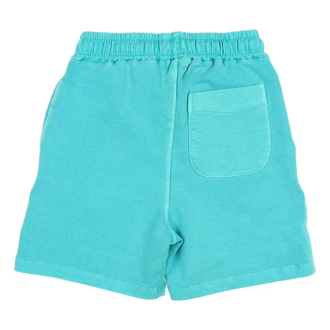 Organic cotton fleece Bermuda shorts | Aqua