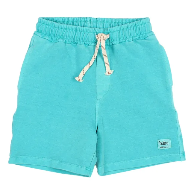 Organic cotton fleece Bermuda shorts | Aqua