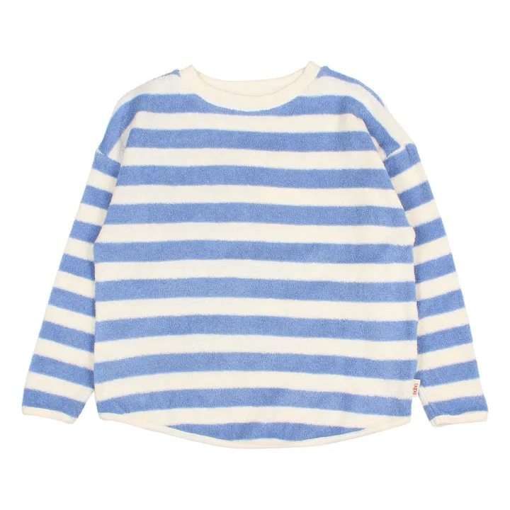 Sweat Rayé Eponge Coton Bio | Bleu Clair- Image produit n°0