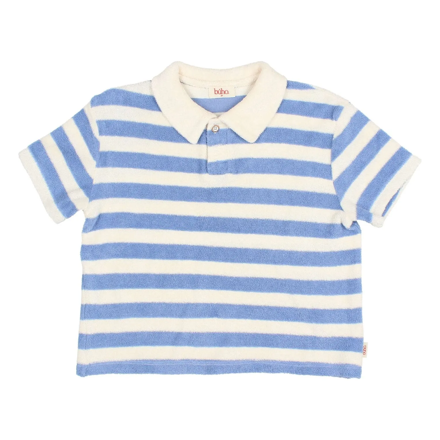 Búho Light Blue Striped Organic Cotton Polo Shirt