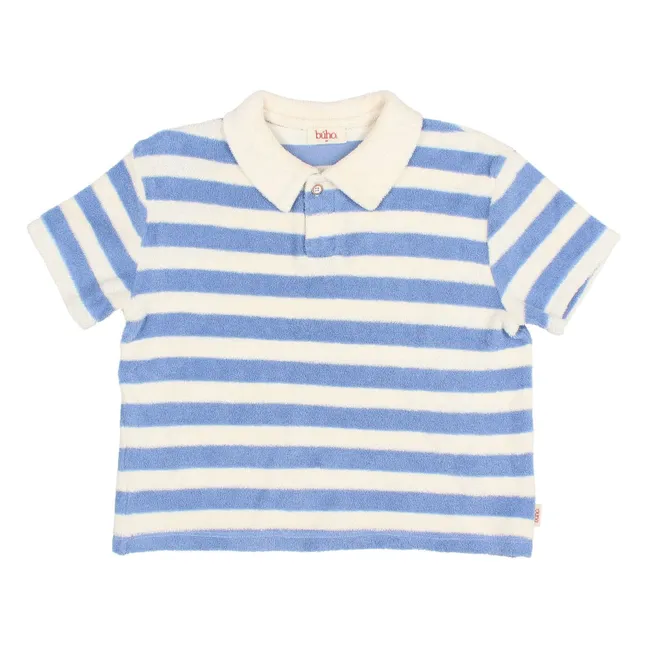 Polo a rayas de algodón orgánico | Azul Claro