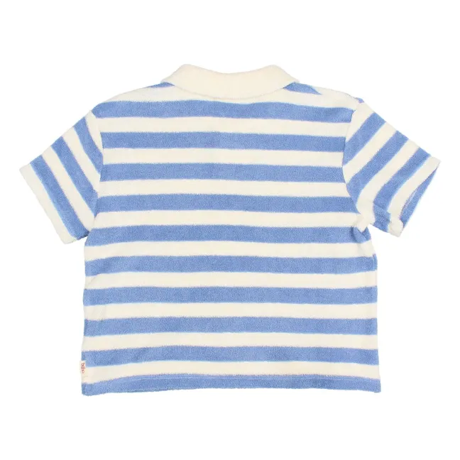 Polo a rayas de algodón orgánico | Azul Claro