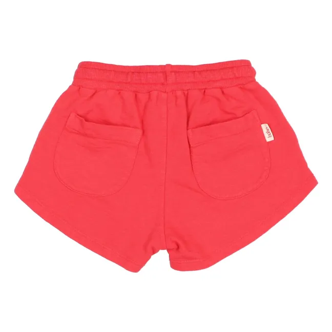 Pantalones cortos de forro polar de algodón ecológico | Rojo