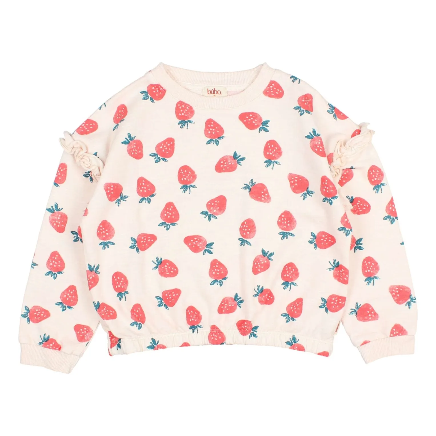 Búho Pale Pink Strawberry Ruffle Sweat Organic Cotton Fleece