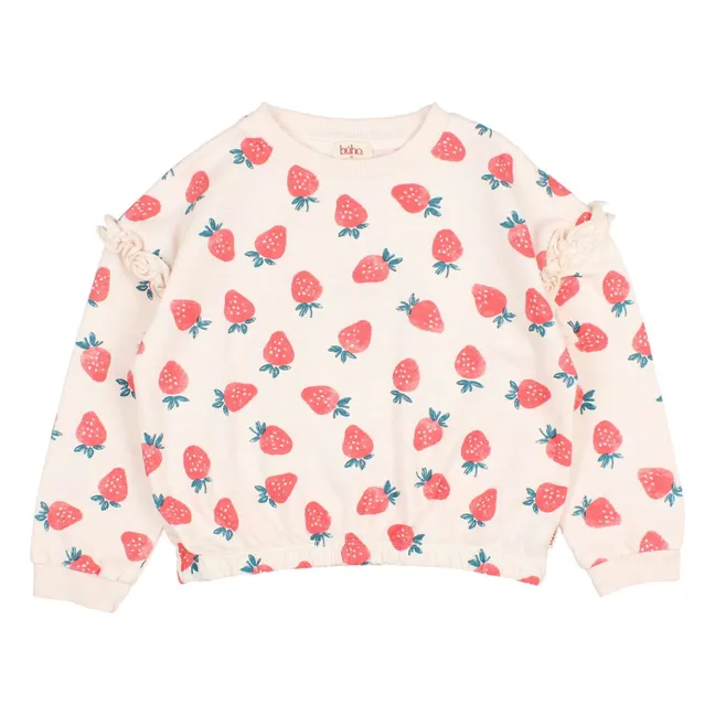 Strawberry Ruffle Sweat Organic Cotton Fleece | Pale Pink