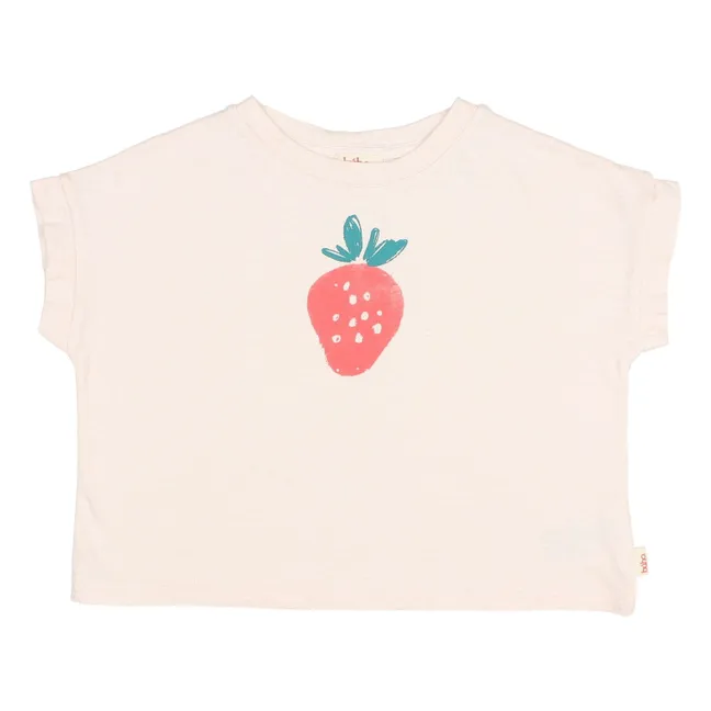 Strawberry Organic Cotton T-shirt | Pale Pink