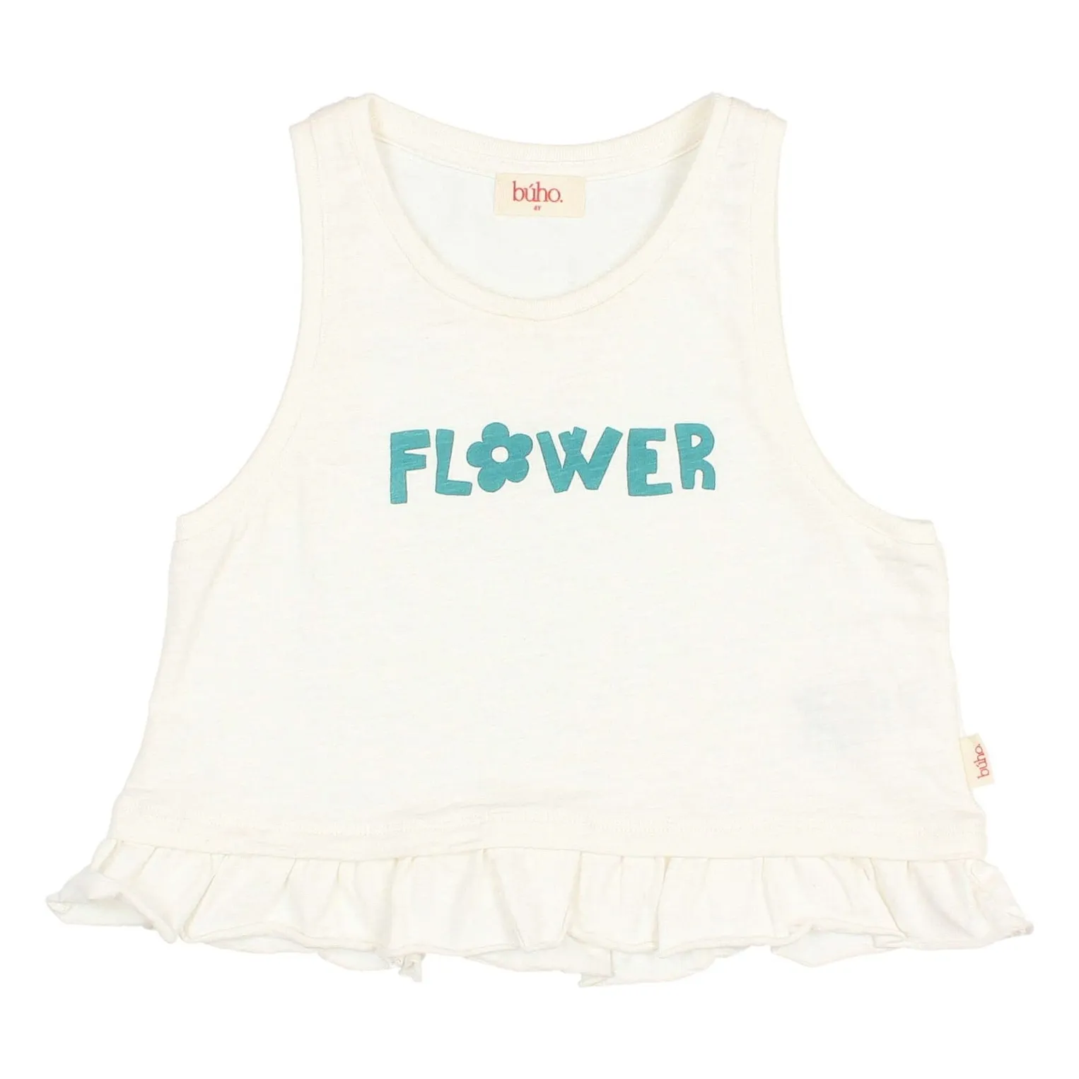 Búho White Flower Flounce Top Organic Cotton