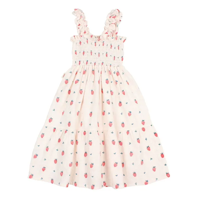 Strawberry Ruffle Organic Cotton Dress | Pale Pink
