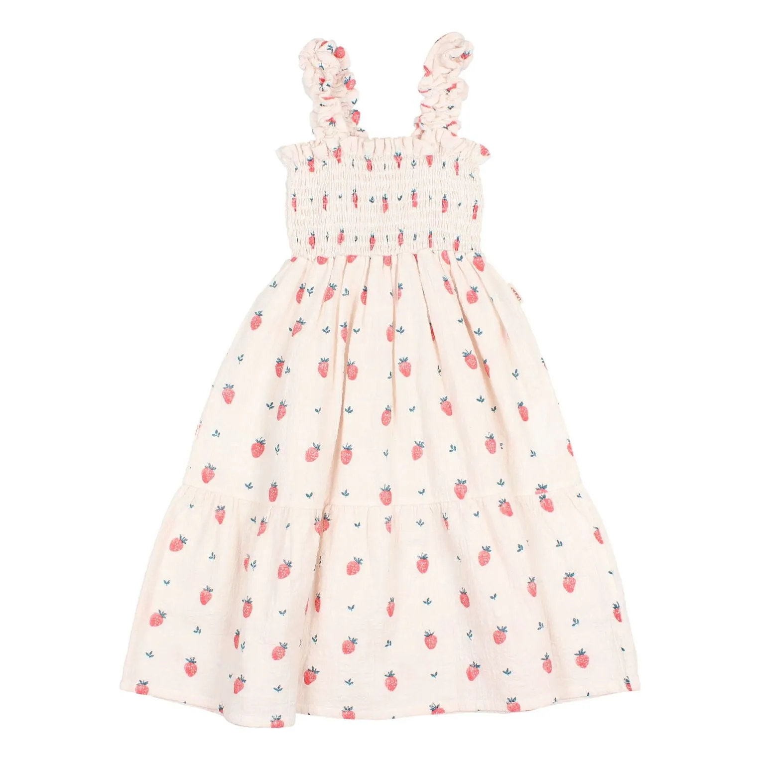 Búho Pale Pink Strawberry Ruffle Organic Cotton Dress