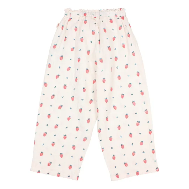 Pantalon Fraises Coton Bio | Crème