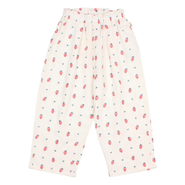 Pantalon Fraises Coton Bio | Crème