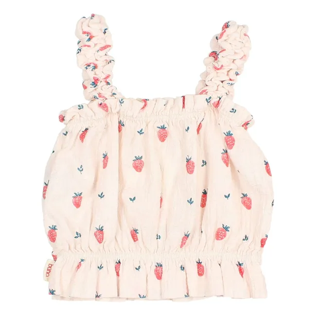 Organic Cotton Strawberry Ruffle Top | Cream