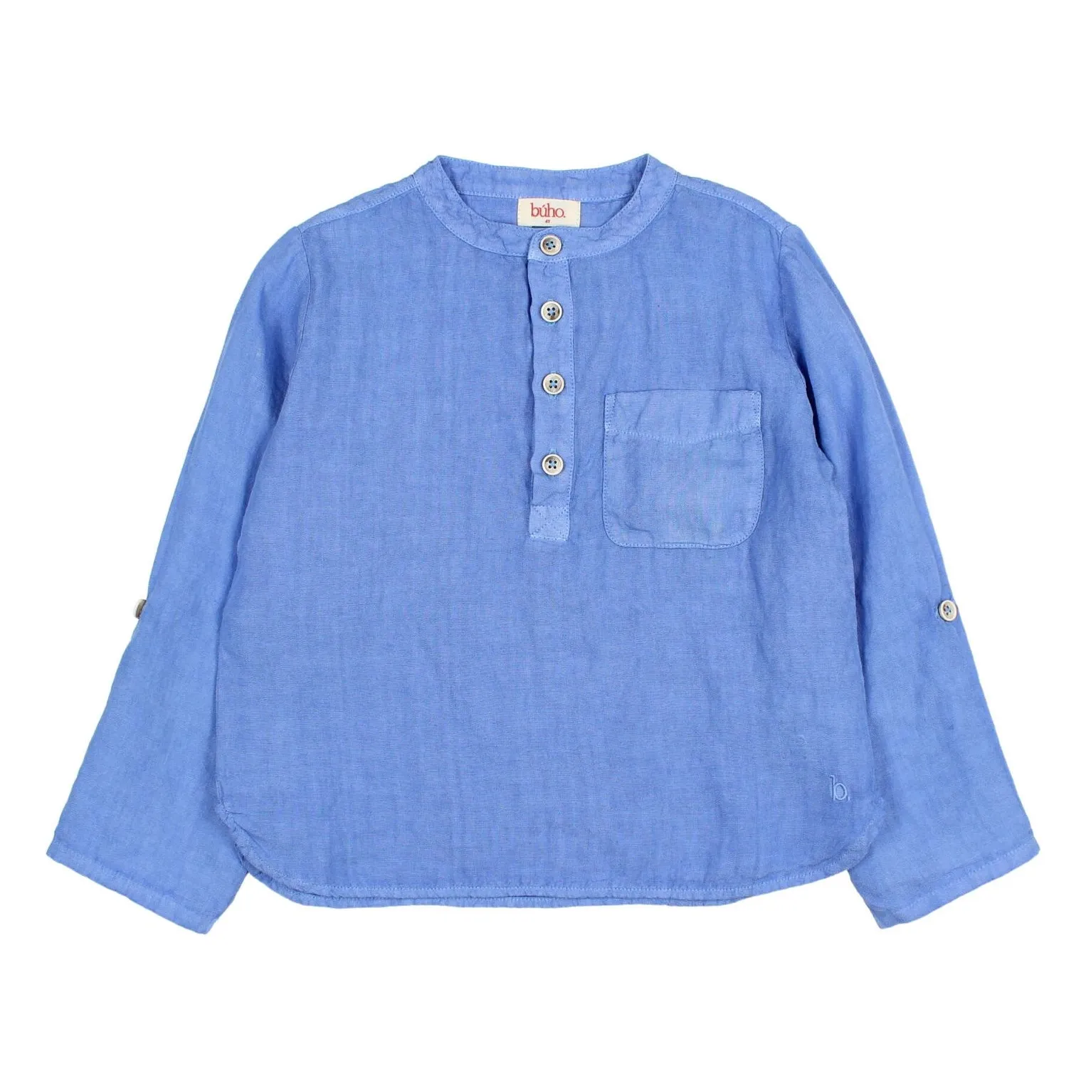 Búho - Chemise Manches Longues Garçon - Bleu Indigo - Lin - 3 ans