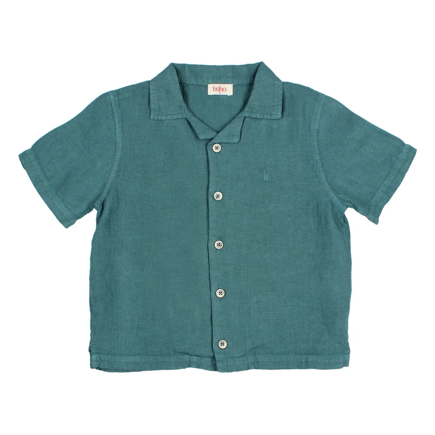 Búho - Chemise Manches Courtes - Garçon - Lin - Bleu Canard - 2 ans