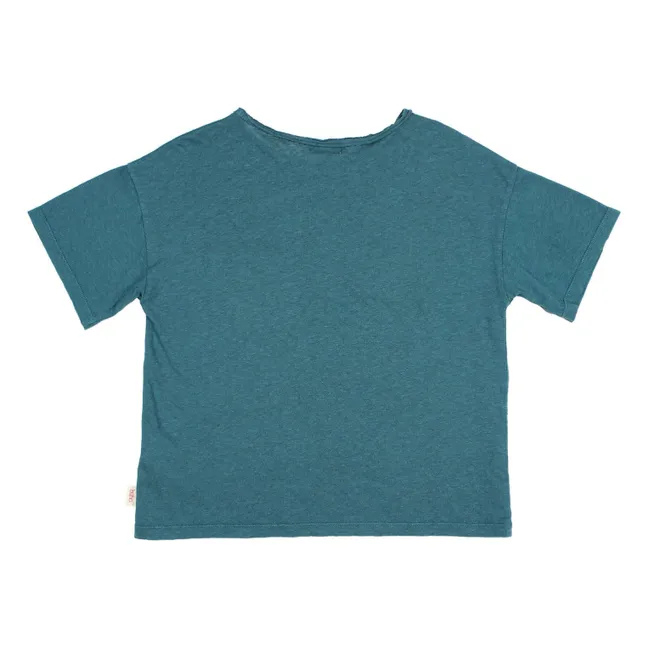 Camiseta con bolsillo de lino  | Azul Pato