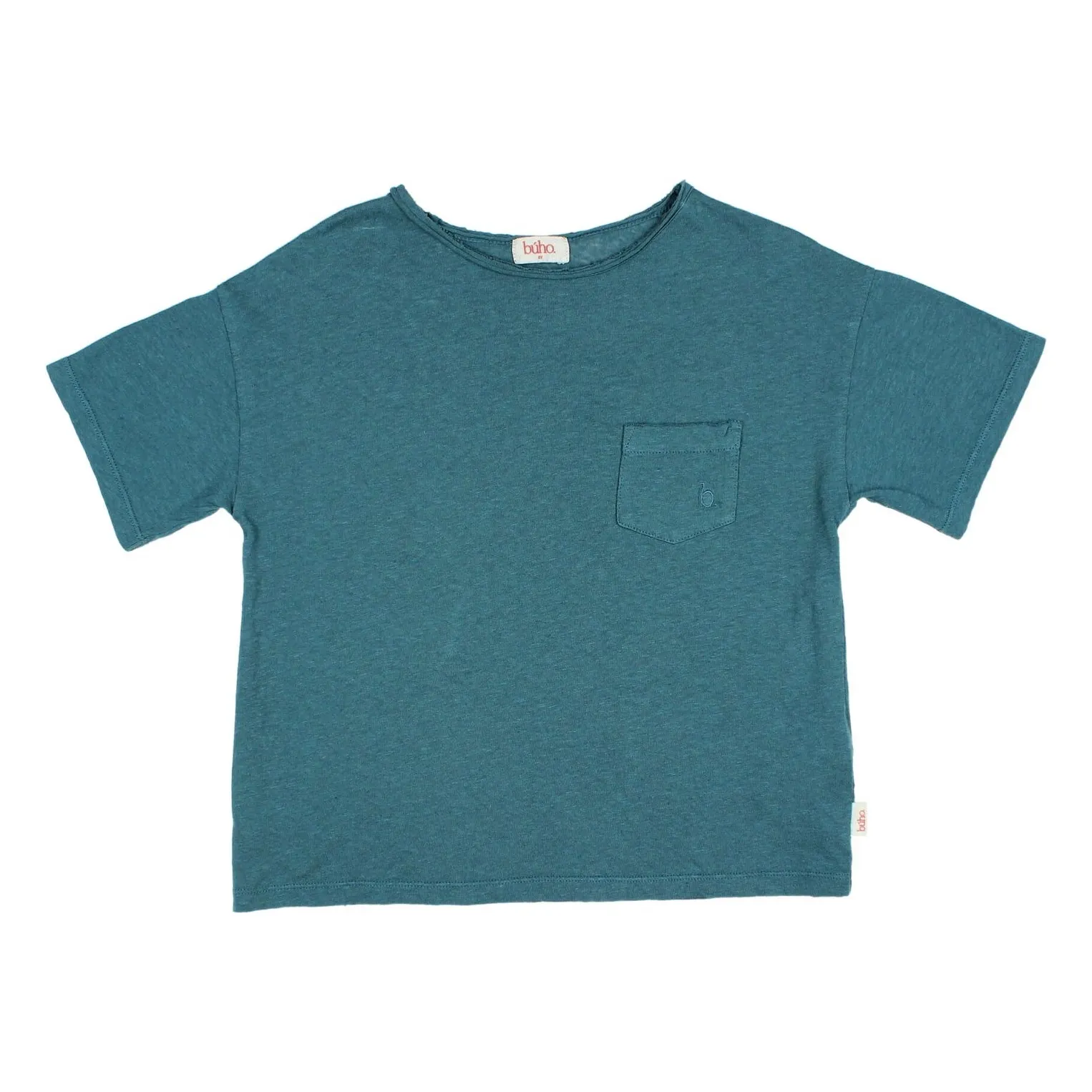Búho Peacock Blue Linen Pocket T-Shirt