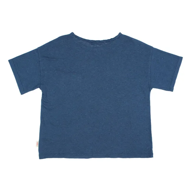 T-shirt Poche Lin  | Bleu marine