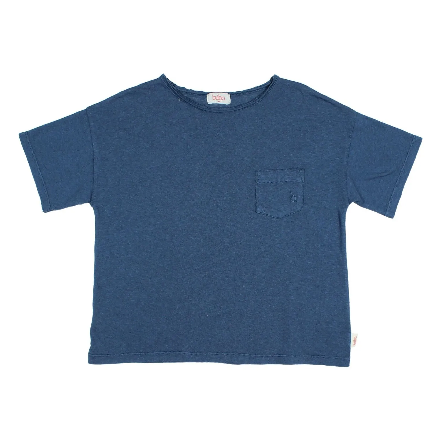 Búho Navy Blue Linen Pocket T-Shirt