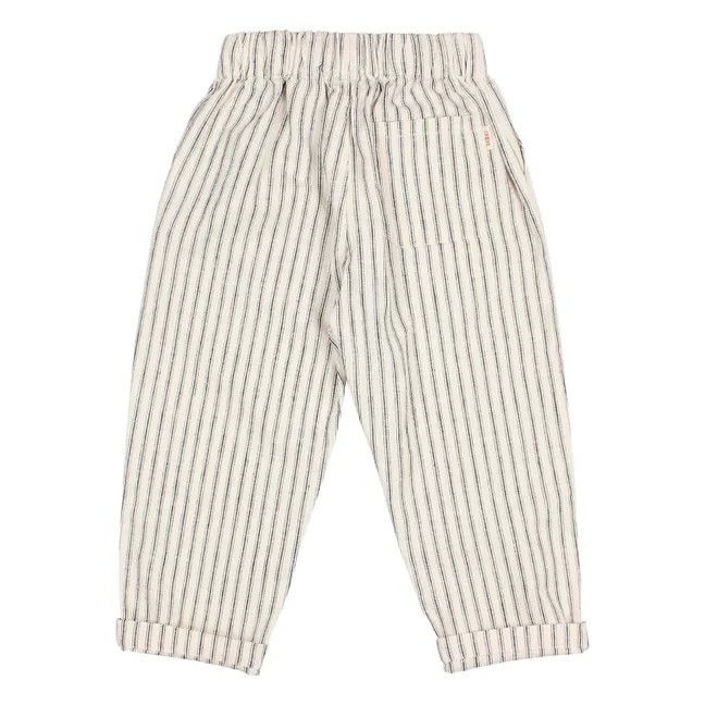 Pantalon Rayé Lin | Ecru