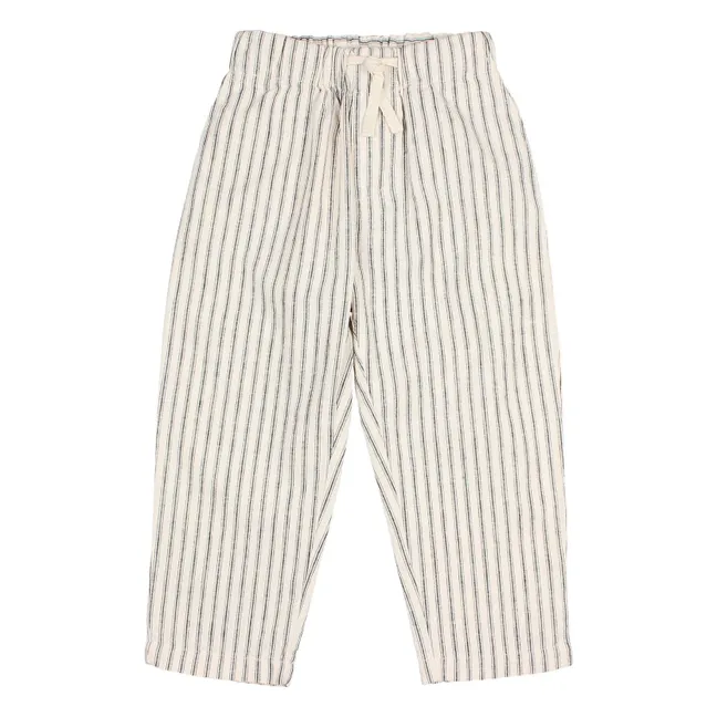 Pantalon Rayé Lin | Ecru
