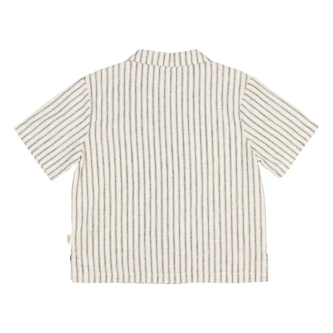 Camisa de lino a rayas | Crudo