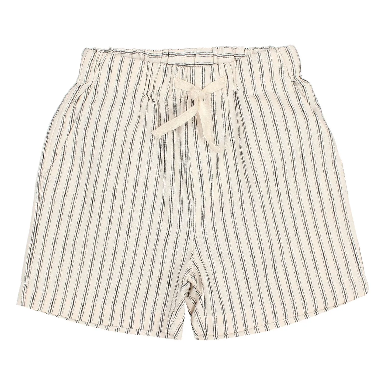 Búho Ecru Striped Linen Bermuda Shorts