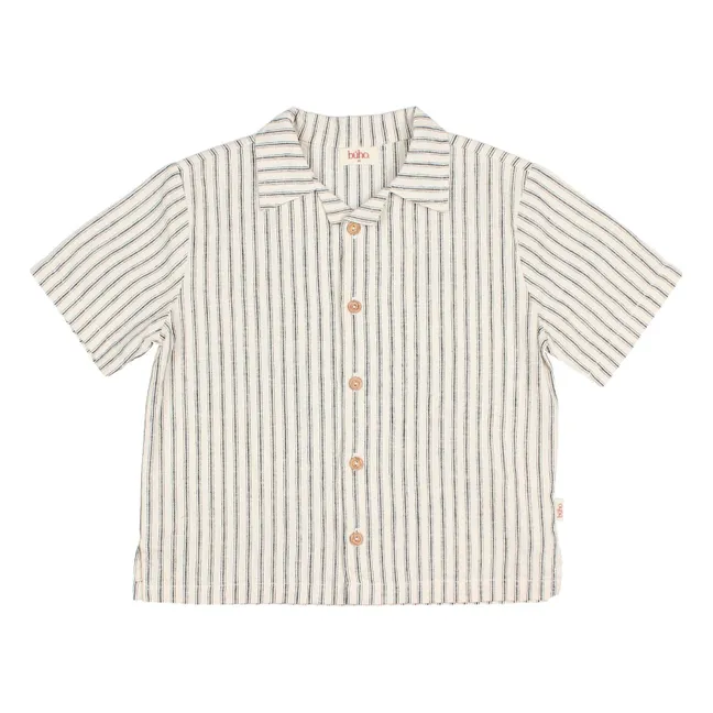 Camisa de lino a rayas | Crudo