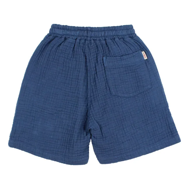 Cotton Gauze Bermuda Shorts | Navy blue