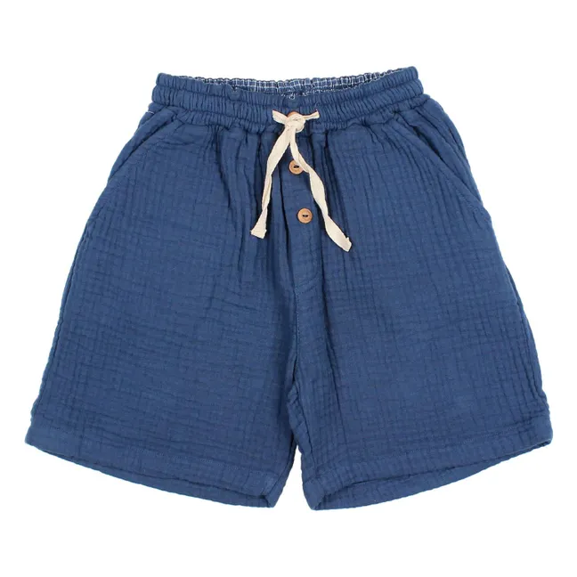 Cotton Gauze Bermuda Shorts | Navy blue