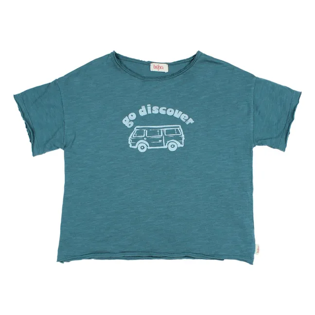T-shirt Go Discover Coton Bio | Bleu canard