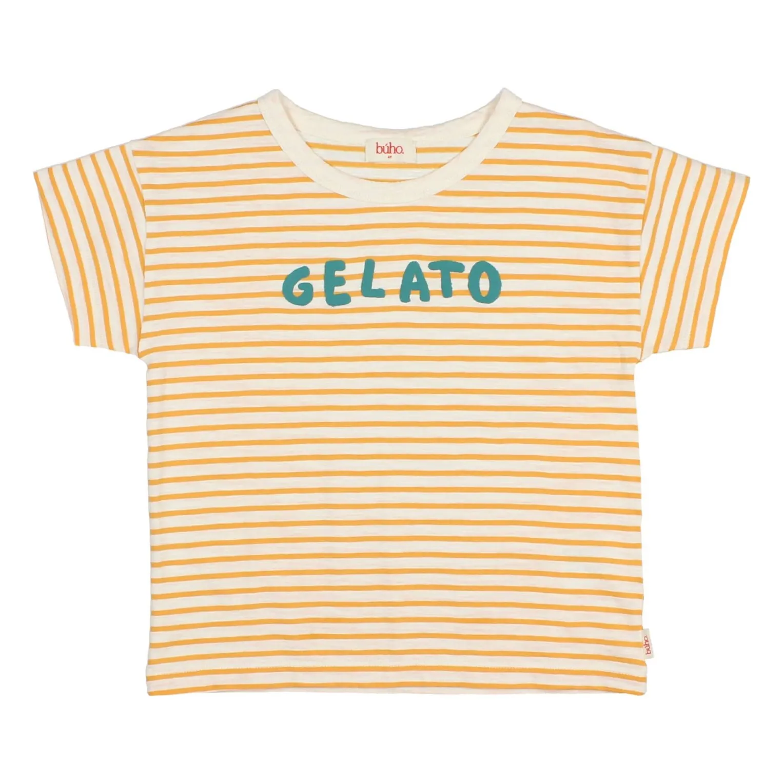 Búho - T-shirt Enfant Rayé - Jaune - Coton Biologique - 3 ans
