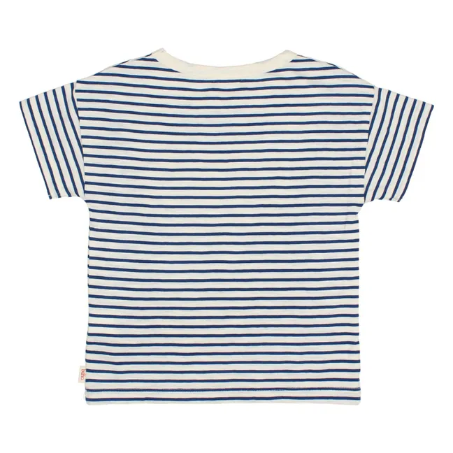 Camiseta de algodón orgánico Gelato a rayas | Azul Marino