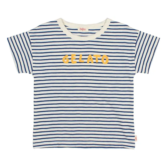 Camiseta de algodón orgánico Gelato a rayas | Azul Marino