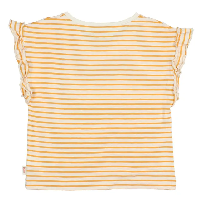T-shirt Rayé Fraise Coton Bio | Jaune