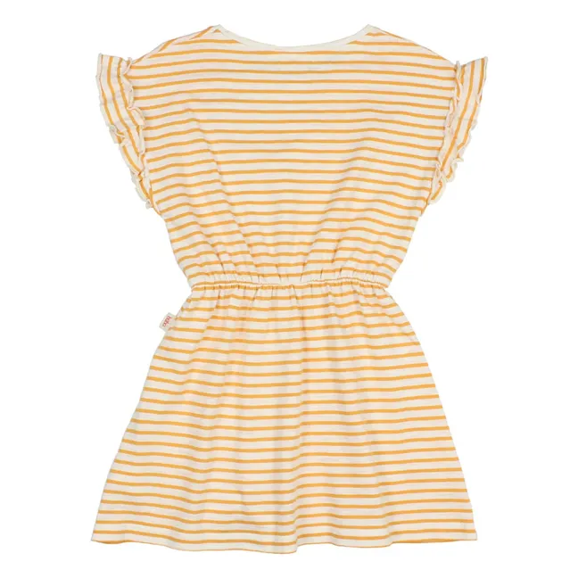 Robe Maille Rayée Fraise Coton Bio | Jaune