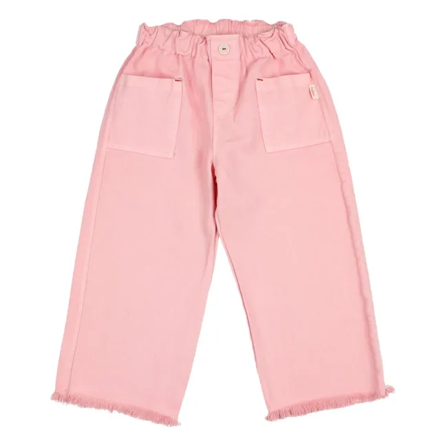 Pantalon Effiloché Lyocell | Rose tendre